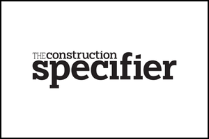 Logo for The Construction Specifier with the words THE construction specifier in black, bold, and lowercase letters on a white background. THE construction is smaller and above specifier.